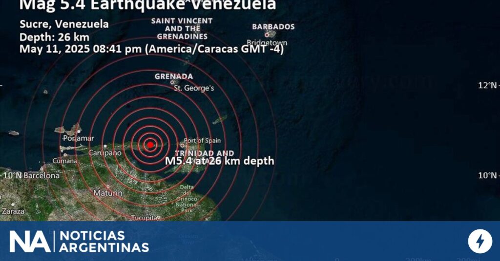 Un terremoto de magnitud 4,9 se registró frente a las costas de Venezuela Un terremoto de magnitud 4,9 se registró frente a las costas de Venezuela